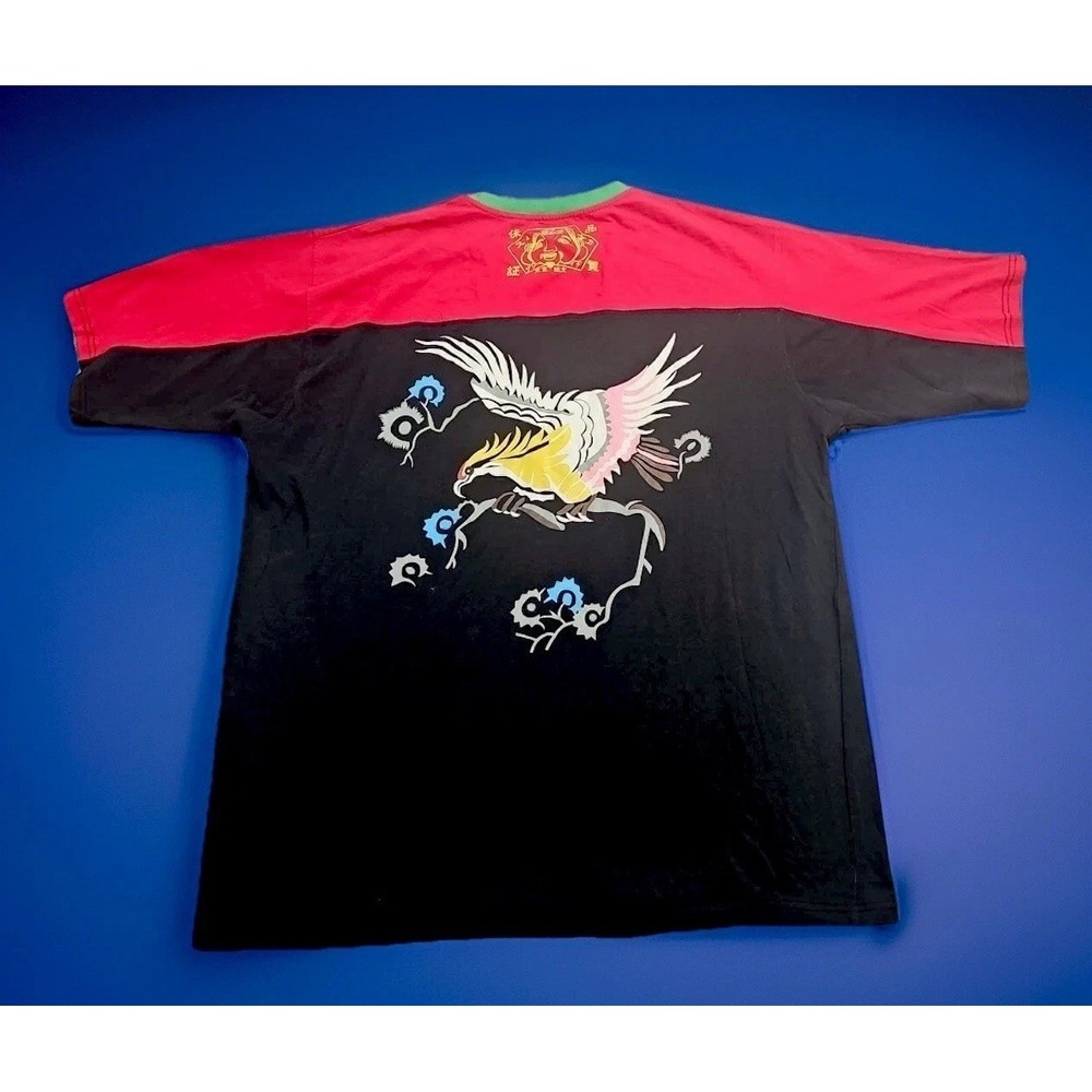 Evisu Custom Made TShirt Men's 2XL Red Black Green Bird Colorful 90's Y2k Art